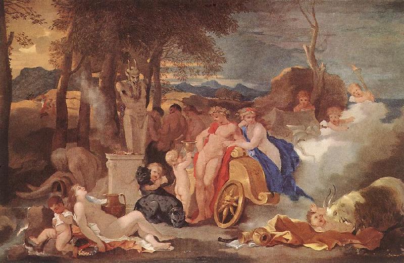 Bourdon, Sebastien Bacchus and Ceres with Nymphs and Satyrs Norge oil painting art